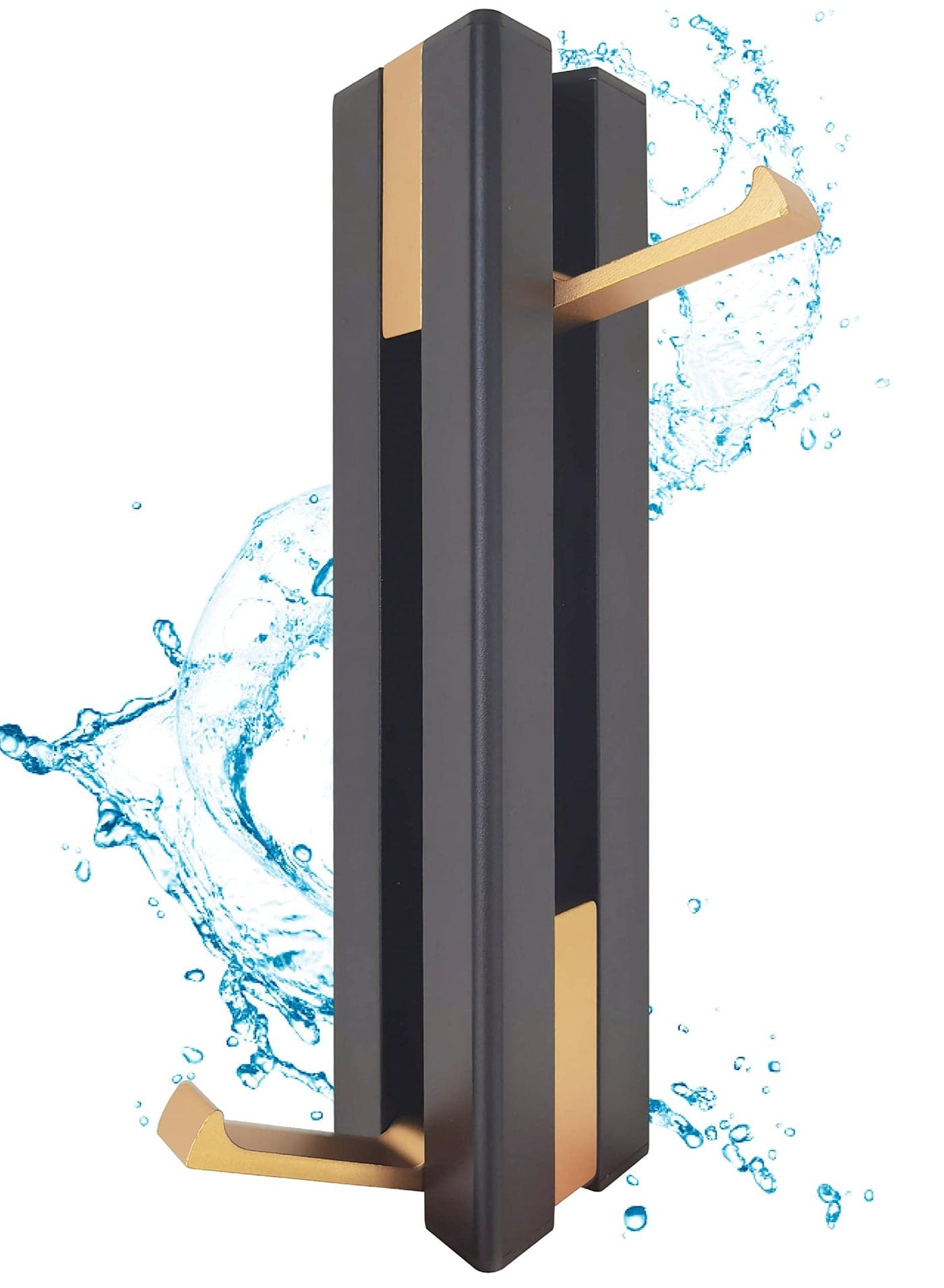 4 HooksWaterproof Towel Robe Hook Black & Gold,Foldable Bathroom Hooks for TowelsWall Mounted,Modern Coat Hook,Adhesive Robe Hooks,for Bath Bedroom Kitchen Hotel
