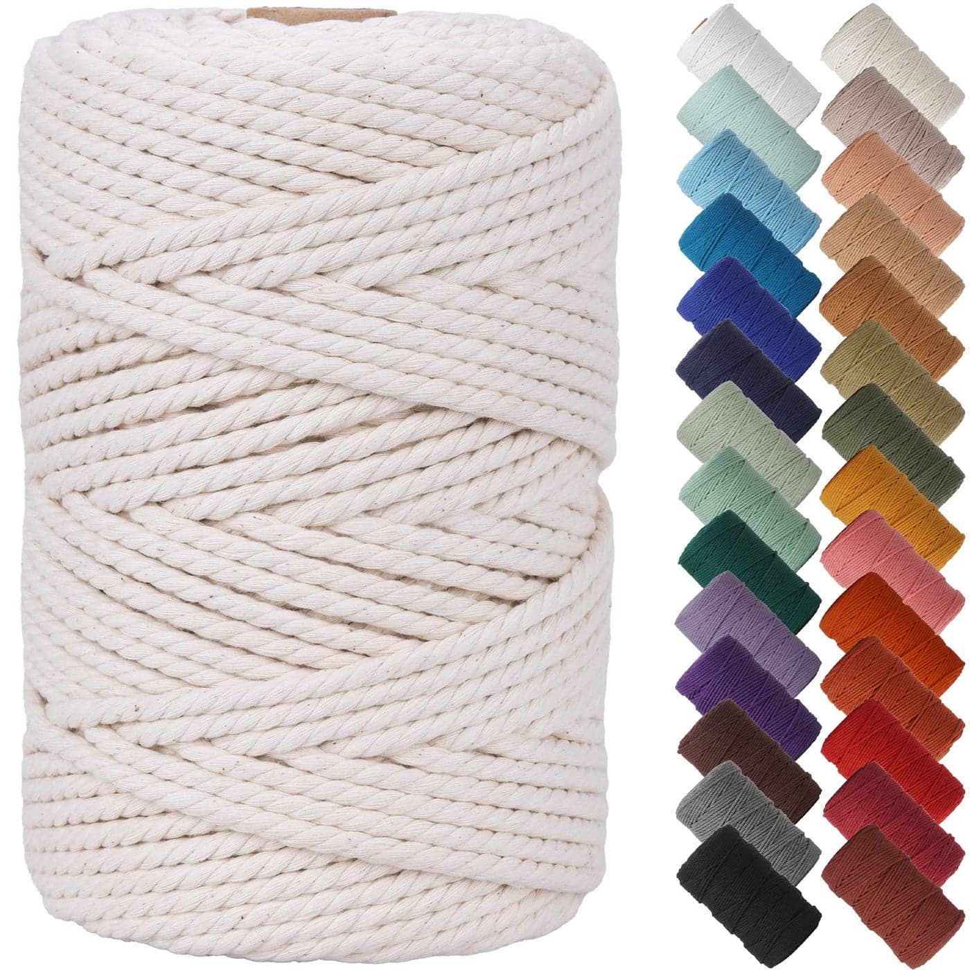 NOANTA Natural Macrame Cord 4mm x 109Yards Beige Macrame Rope Cotton Cord for Wall Hanging Plant Hangers Christmas Crafts Knitting