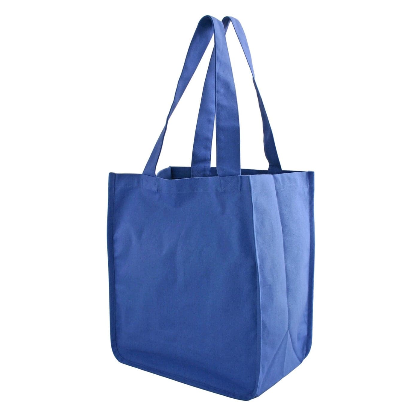 Simple Ecology Organic Cotton Deluxe Reusable Grocery Shopping Bag with Bottle Sleeves and Rigid Bottom Support UPDATED DESIGN Blue