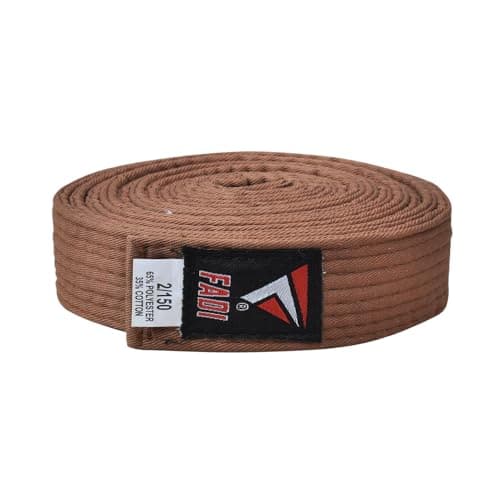 Fadi Sports Martial Arts Belt for Karate, Judo, Aikido and Taekwondo - Durable Cotton-Polyester Blend for Adults and Kids (Brown, 1)