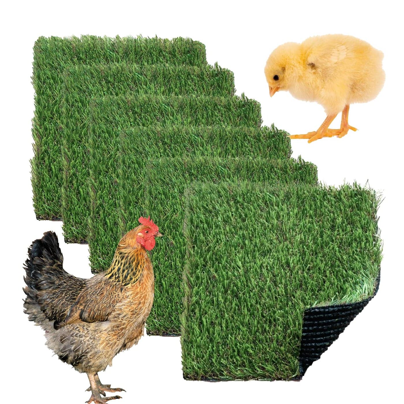 MUYG Chickens Nesting Box Pads 6 Pcs Washable Fake Turf Mats Grass Carpet Reusable Hens Nest Boxes Pad Chicken Coop Bedding for Laying Eggs 12 x 12 x 078 Inches