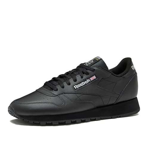 Reebok Classic Leather Sneakers for Men - Black or White Tennis Mens Shoes, Core Black/Core Black/Pure Grey5, 12.5