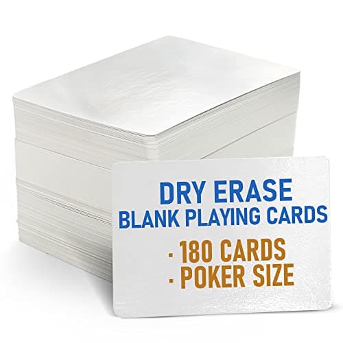 LotFancy Blank Playing Cards, 180PCS, Dry Erase, Reusable Flash Cards to Write on, DIY Vocabulary Study Learning Game Message Gift Card, Glossy Finish, Poker Size