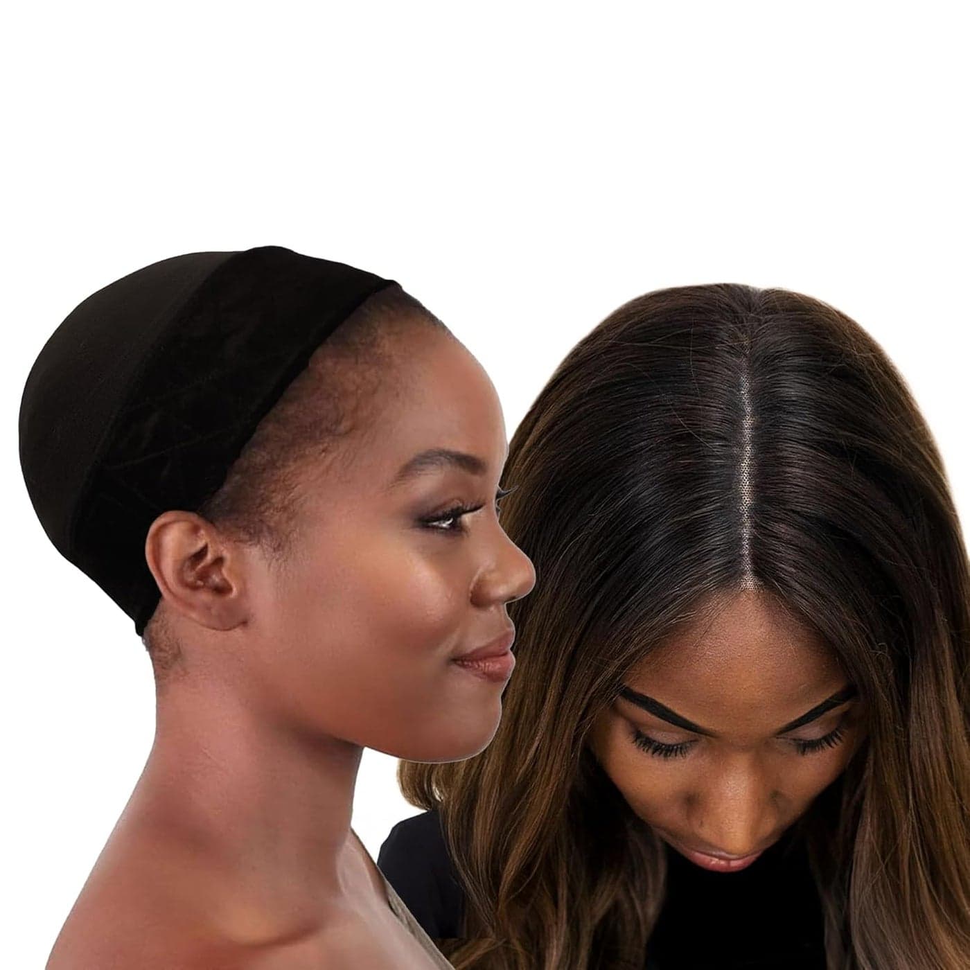 MILANO COLLECTION WiGrip Comfort Band with 9 Pack Nylon Wig Cap Liners Combo NonSlip Velvet Wig Grip Band 9 Elastic Caps Adjustable One Size Fits All Black