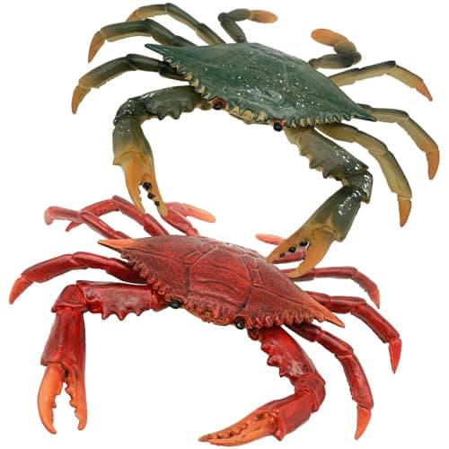 GeminiGenius Crabs Animal Figures Marine Toys Realistic Sea Animal Action Figures Ocean Model Toy Stocking Stuffers Role Play Swim Bath Toys for Kids