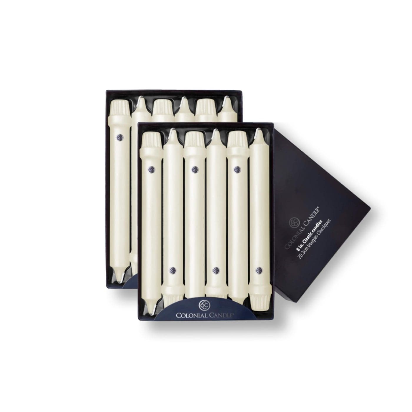 Colonial Candle Unscented Taper Candle Classic Collection Ivory 8 In Pack of 12 Up to 6 Hours Burn