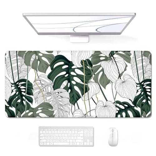 Auhoahsil Desk Mouse Pad Large Gaming Mousepad XXL Desk Pad Extended Long Superior MicroWeave Cloth NonSlip Rubber Big Computer Mouse Mat for Gamer Office Home 35 x 15 Abstract Monstera