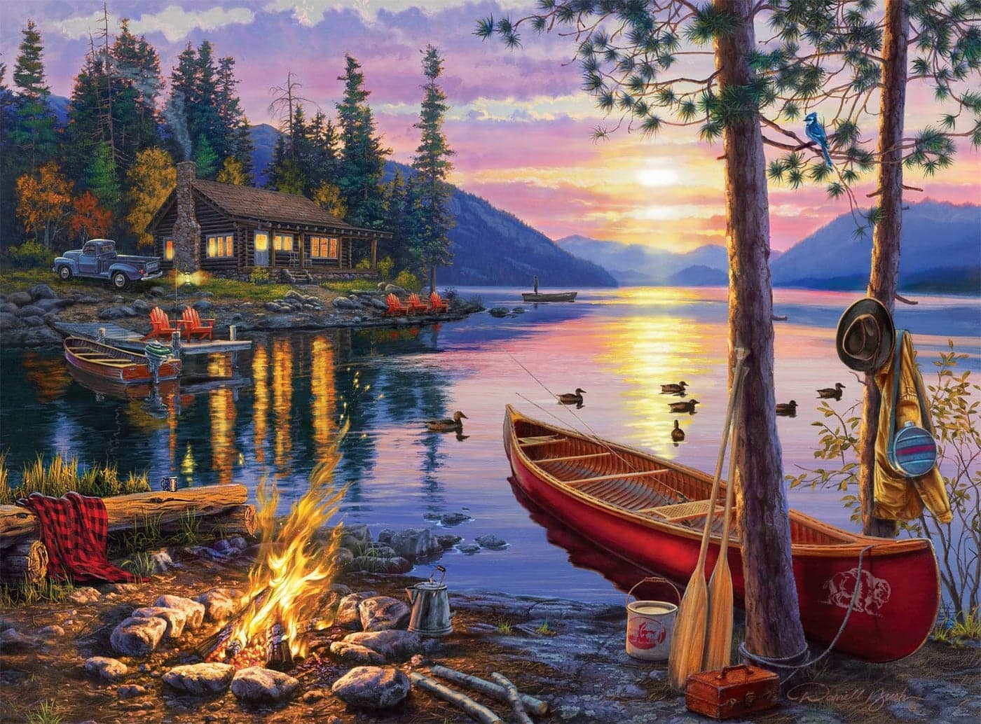 Buffalo Games - Darrell Bush - Canoe Lake -1000 Piece Jigsaw Puzzle For Adults - Challenging Puzzle Perfect for Game Nights - Finished Puzzle Size is 26.75 x 19.75