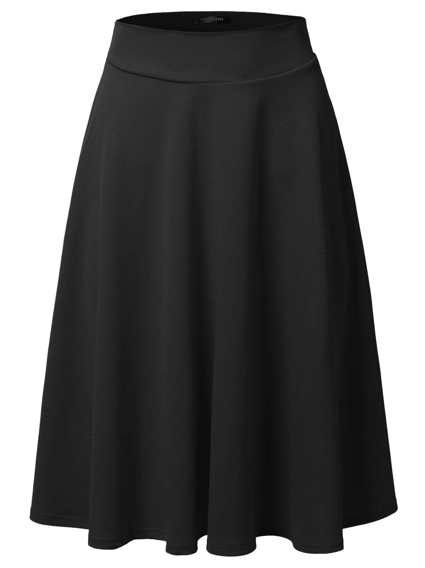 SSOULM Womens High Waist Flare ALine Midi Skirt Black 3XL