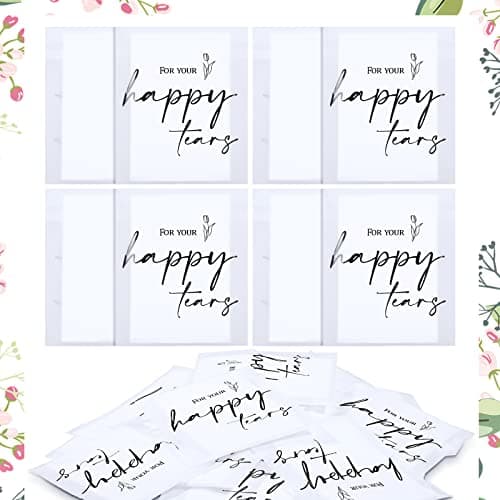 Eaasty Happy Tears Tissue Packs for Wedding 3 Ply Wedding Tissues for Guests Travel Size Bulk Facial Paper Welcome Bag Stuffers Gift Bride and Groom Mother(30 Pack)