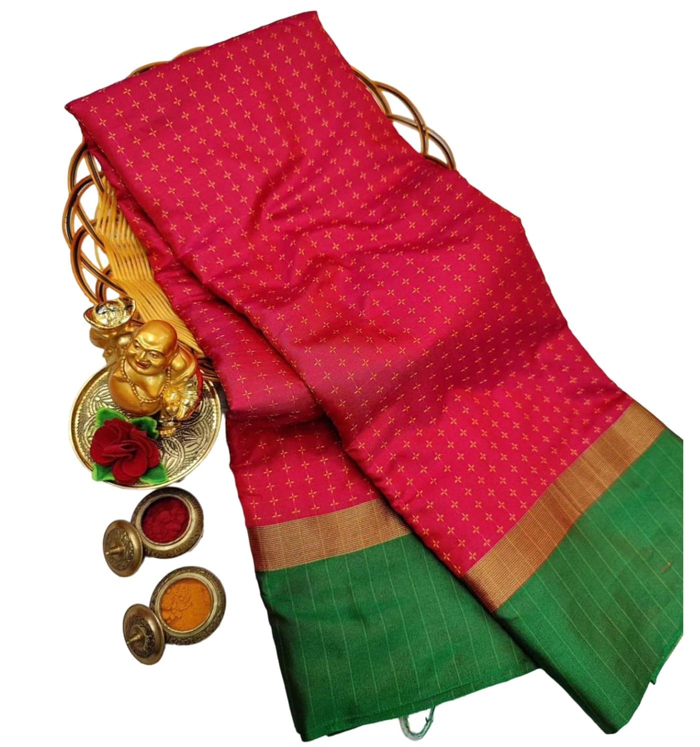VJ Fashion Women Soft Silk Checks Saree With Blouse Piece_freesize(Pink)