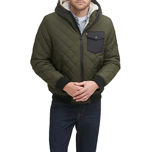Levi's Men's Diamond Quilted Sherpa Lined Bomber Jacket, Ice, X-Large
