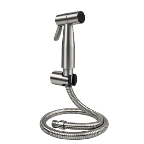 Prem's SUS304 Health Faucet Stainless Steel Heavy Duty Health Faucet flush gun with 1.2m Ultra Flexible Hose and Wall Hook (Silver) for Toilet | toilet Jet Spray gun with pipe | Hand faucet for toilet