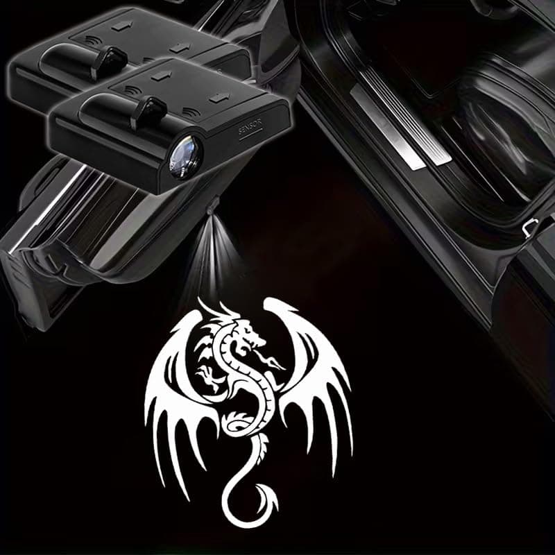 2PCS Car Door Light ProjectorFlying Dragon Car Logo Projector LED Courtesy Ghost Shadow Welcome Lamp Puddle Lights Fit for All CarsDragon Cars Accessories DecorDragons Gifts for Women Men