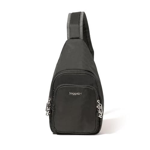 Baggallini Anti-Theft Daytripper Sling - 7x12 Securtex Crossbody Bag Travel Safe, Locking Zippers, Slash-Resistant Strap