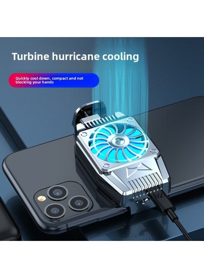 Mobile Phone Radiator Air-cooled H15 Wireless Cooling Artifact Back Clip Refrigerator Silent Live Chicken Eating Artifact-Colour:【silver - Rechargeable Model】 Function: Fan Model (battery Life More