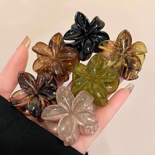 6 Pcs Small Flower Hair Claw Clips for Women, Cute Hair Claw Clips for Womens Hair Hawaiian Flower Non Slip Hair Barrettes Hair Accessories