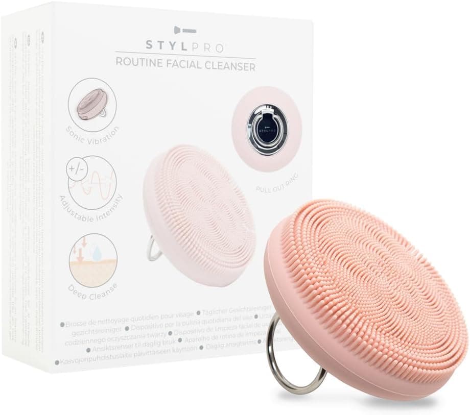 STYLPRO Sonic Facial Cleansing Device Silicone Massager with Sonic Vibration Rechargeable Waterproof Adjustable Exfoliator and Scrubber Removes Makeup Dirt Dead Skin Cells TravelFriendly