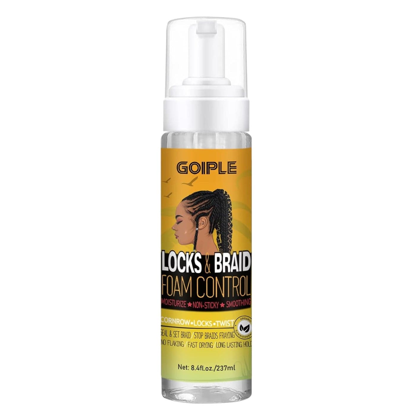Braid Foam for Braids Twists Locs No Flake Extra Hold High Shine Lightweight Mousse Moisturizes Styles Hair 8fl oz
