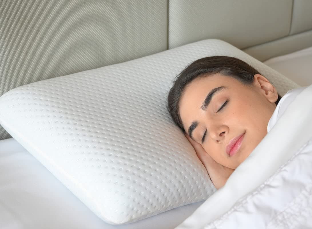 Sleepsia Ventilated Memory Foam Neck & Body Pillow with Cooling Gel, Washable Cover, 60.96LX36.83WX11.43H - Centimeters, Blue