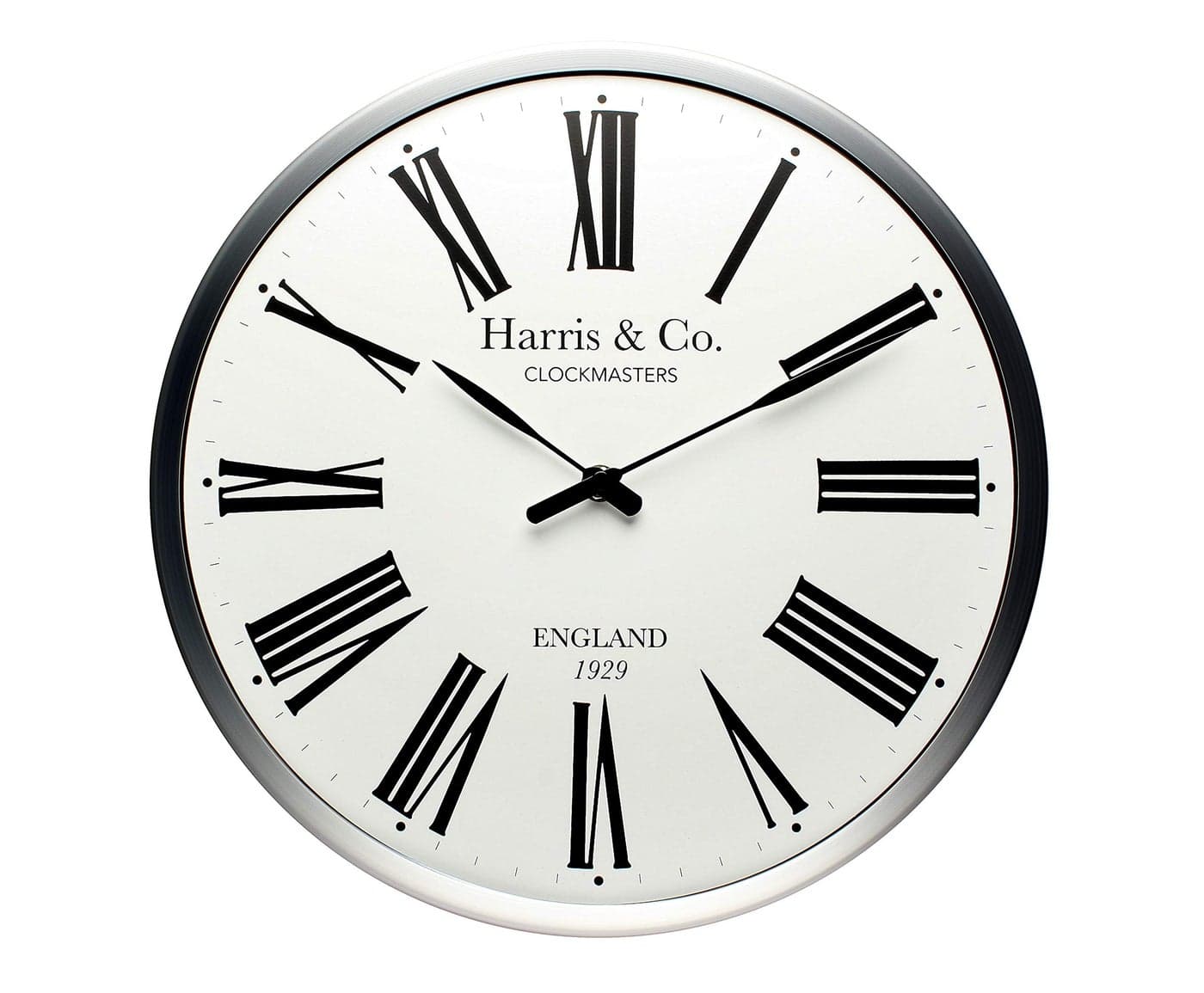 HARRIS & CO. CLOCKMASTERS Premium Luxury Wall Clock Luxury Roman Design - 13 inch (Metal Frame & Curved Glass)(Silent Sweep Noiseless Technology) Model-Abbey Road