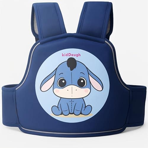 KidDough Baby Safety Belt for Kids | Two Wheeler Bike/Scooty Belt for Kids Safety, Child Harness Safety Belt with Adjustable Baby Carrier for Toddlers & Baby (Cartoon Blue)