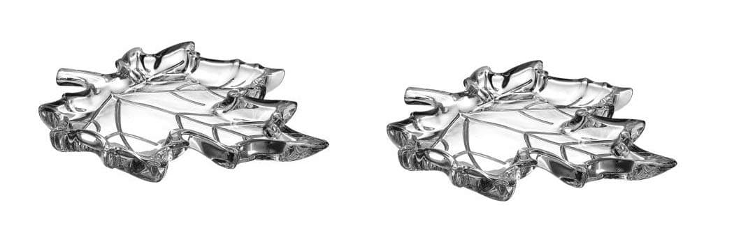 HOMIES, Set of 2 Pieces, Maple Leaf Shape Glass Plate Bowl Dish, Color: Clear, Large