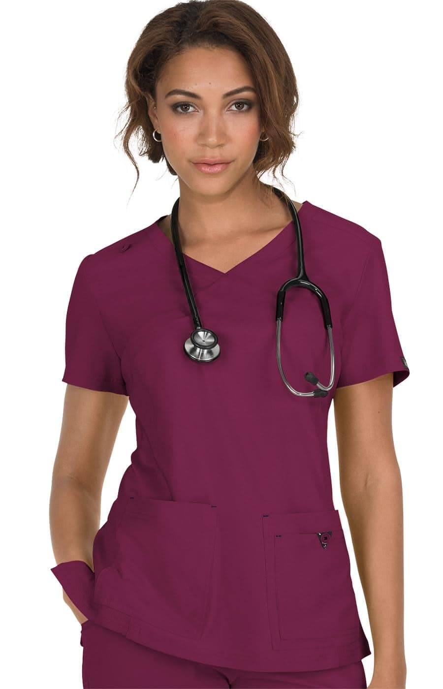 KOI Basics 374 Womens Katie Scrub Top Wine XS