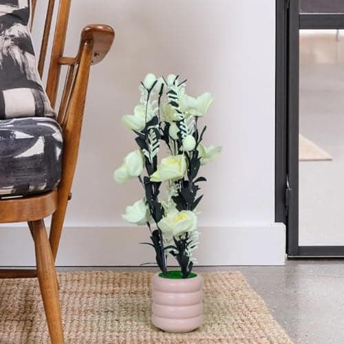 TIED RIBBONS Artificial Plant with Vase Pot Stand (Violet, 48.2cm) Plants for Home Decor Office Table Top Hall Kitchen Indoor Outdoor Decoration Items