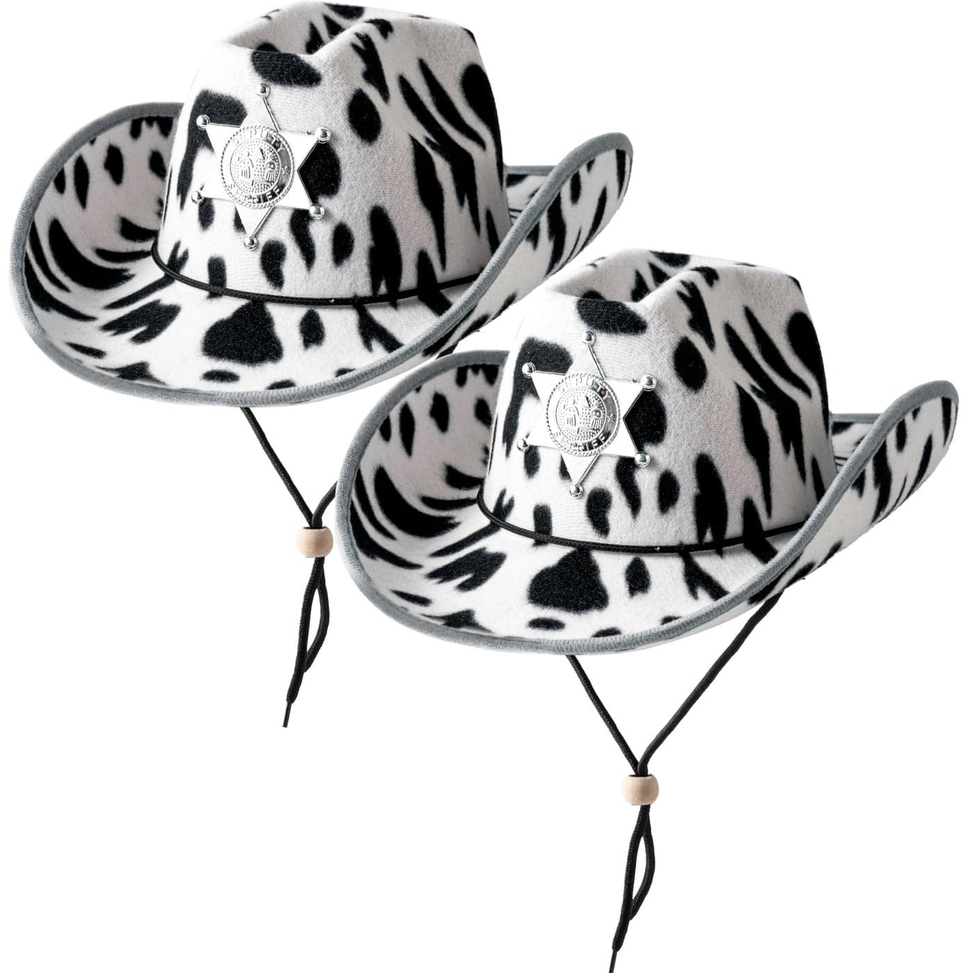Spooktacular Creations 2 Pcs Adult Kids Felt Cow Print Cowboy Hat Halloween Costume Accessory for Boys Girls Cowgirl Hat for Women Wild West Themed Parties