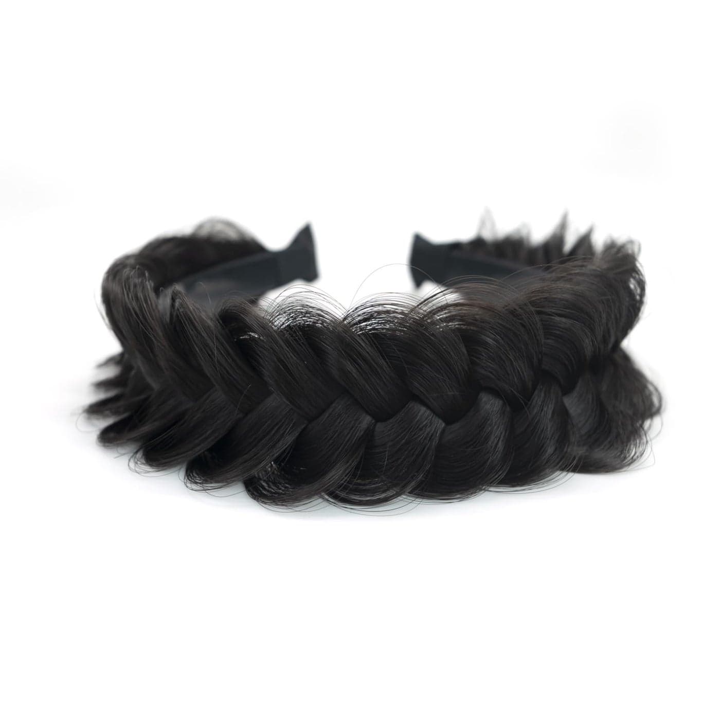 TOECWEGR Braided Headband WithTooth Wide Braid Messy Hair Hoop WomenFashion Hair Accessories Dark Brown Black 2A
