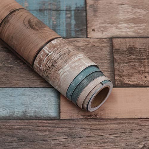 Livelynine Reclaimed Wood Wallpaper Stick and Peel 17.7x276 Inch Shiplap Peel and Stick Wallpaper Wood Paper for Bedroom Classroom Farmhouse Decorations Removable Shiplap Bulletin Board Paper