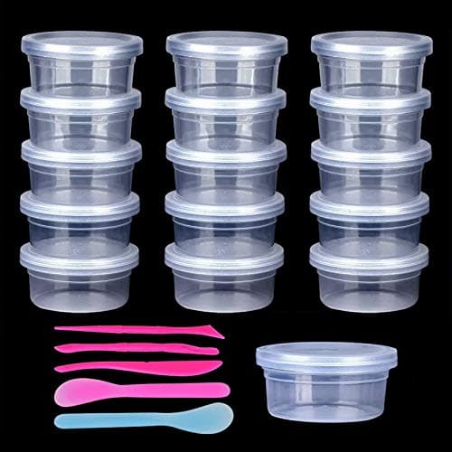 16 Pack 45 oz Slime Storage Containers with Lids 2pcs Mixing Spoon 3pcs Slime Tools for DIY Art Craft Making