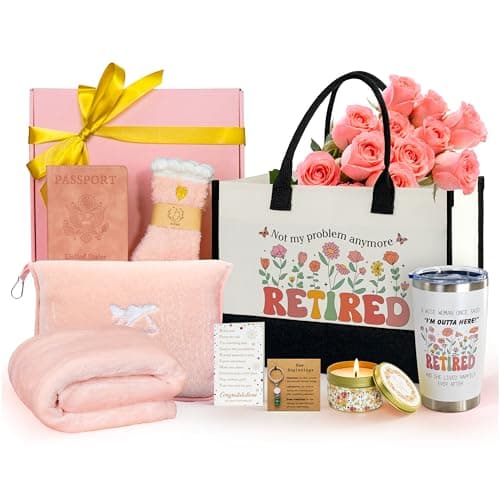 HN HAIINAA Retirement Gifts for Women 2026 Cool Retirement Gift for Coworker Teacher Nurses Boss Friends Mom Grandma Retirees Farewell Leaving with Travel Blanket Pillow Happy Retired Gift Basket