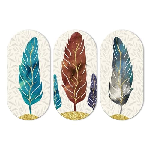 Artvibes Feather Wooden Art Decoration Item for Home | Graphic Artwork | Decoration Wall Hanging Items | Wall Sculpture | Wall Illustrations | Aesthetic Wall Art | Ideal Gifts (WH_9014N), Set of 3