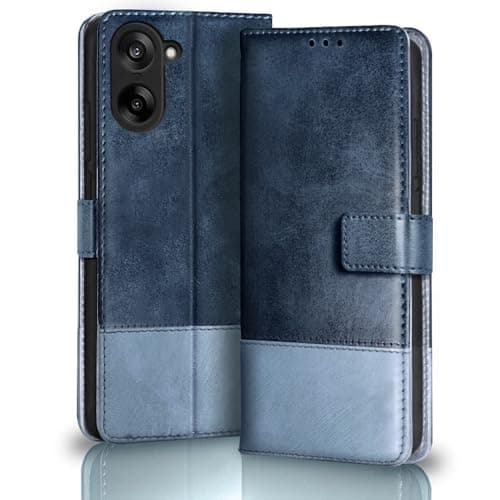 TheGiftKart Flip Back Cover Case for OnePlus Nord CE 5 5G | Dual-Color Leather Finish | Inbuilt Stand & Pockets | Wallet Style Flip Back Case Cover for OnePlus Nord CE5 (Faux Leather, Blue & Sky)