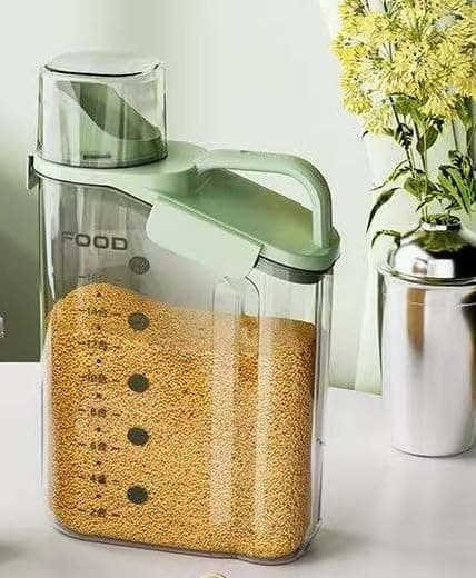 Furret 2500ml Acrylic Multi Function Clear Sealed Oatmeal Food Dispenser Rice Grain Container for Kitchen white