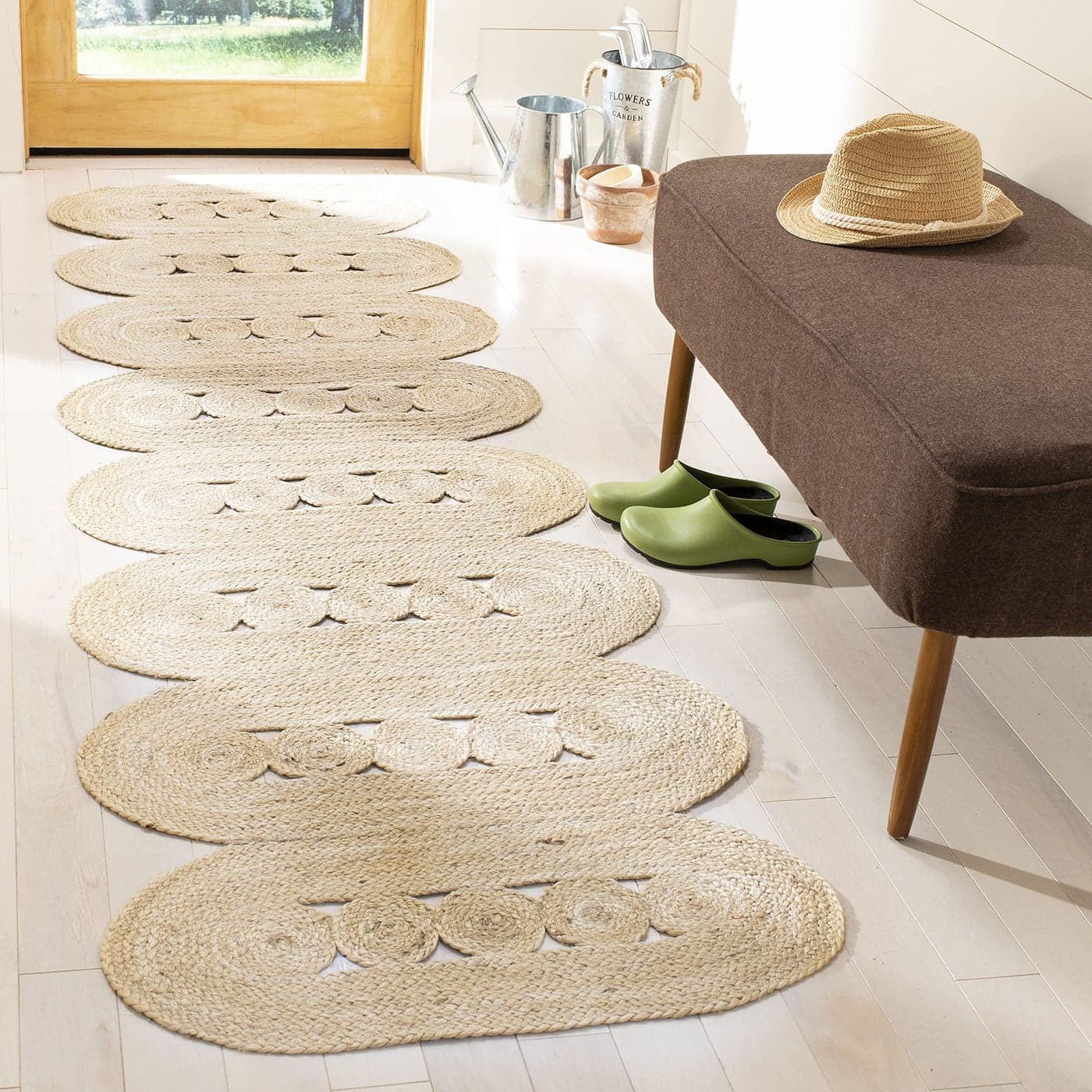 SAFAVIEH Natural Fiber Collection Runner Rug 26 x 8 Ivory Handmade Farmhouse Braided Woven Jute Ideal for High Traffic Areas in Living Room Bedroom NF365A