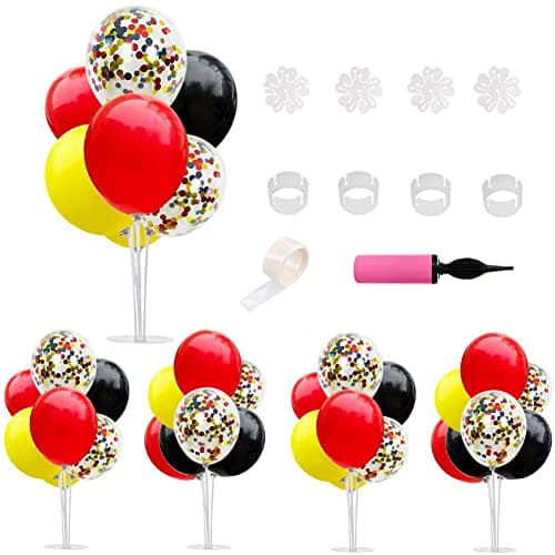 TONIFUL Mouse Birthday Table Decorations Red Yellow Black Table Centerpiece Balloons Stand Holder Kit for Mouse Theme Favor Baby Shower Kids Party Supplies