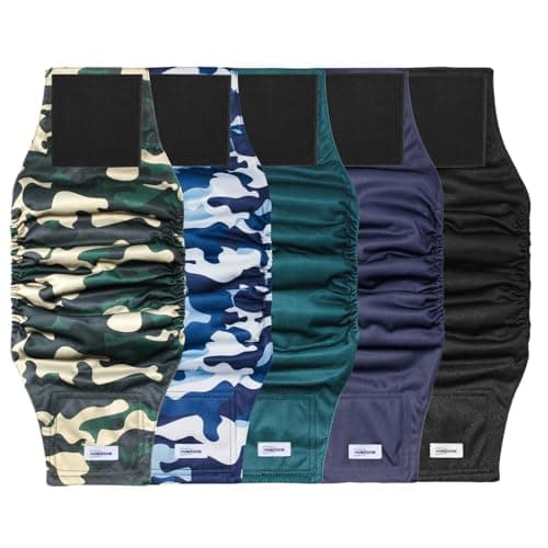 Reusable Dog Diapers Male, Premium Washable Belly Bands for Dogs, Pack of 5, High Absorbing XXL Dog Wraps for Doggie & Puppy in Incontinence or Excitable Urination and Training(XXL)