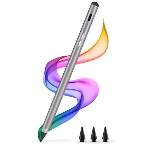 Case-Magic iPad Pencil Active Stylus Pen with Palm Rejection, Tilt Sensor, High Precision Tip| for only iPad 2018-2024 iPad(6/7/8/9/10) Air(3/4/5/M2) Pro 11"(1/2/3/4) Pro 12.9"(3/4/5/6/M4) (Silver)
