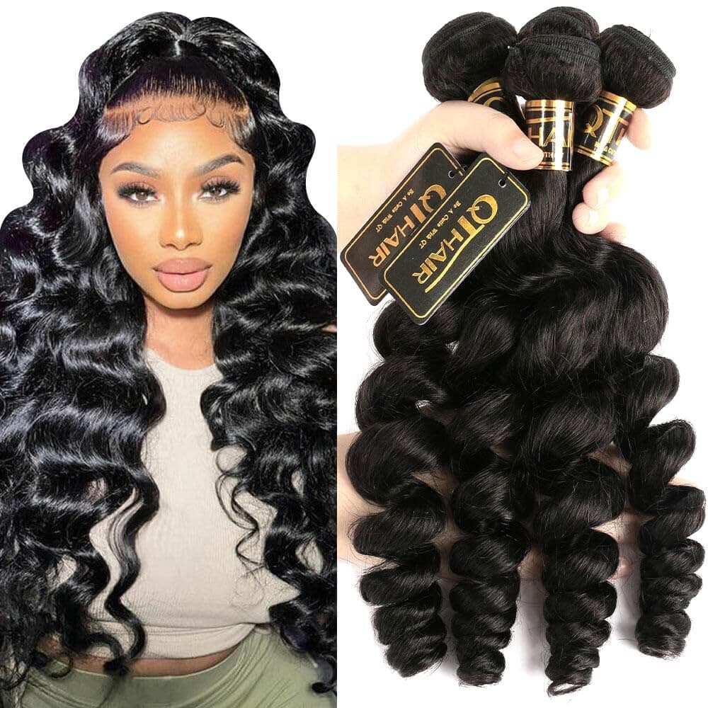 QTHAIR Brazilian Loose Wave 4 Bundles 16 18 20 22 Inch 400g 16A Human Hair Loose Curly Sew In Human Hair Weave Extension Wholesale Lots Double Weft Natural Black