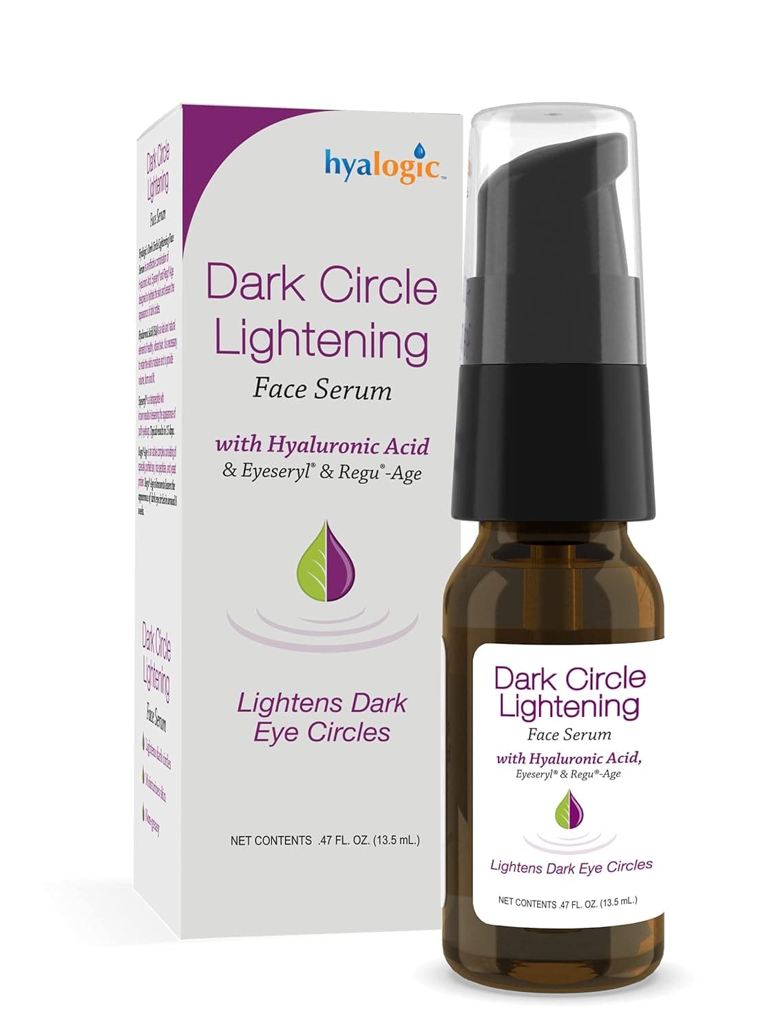 Hyalogic Dark Circle Lightening Face Serum Treat Under Eye Dark Circles wHyaluronic Acid Eveseryl ReguAge Soothe Nourish Rejuvenate Skin 47oz