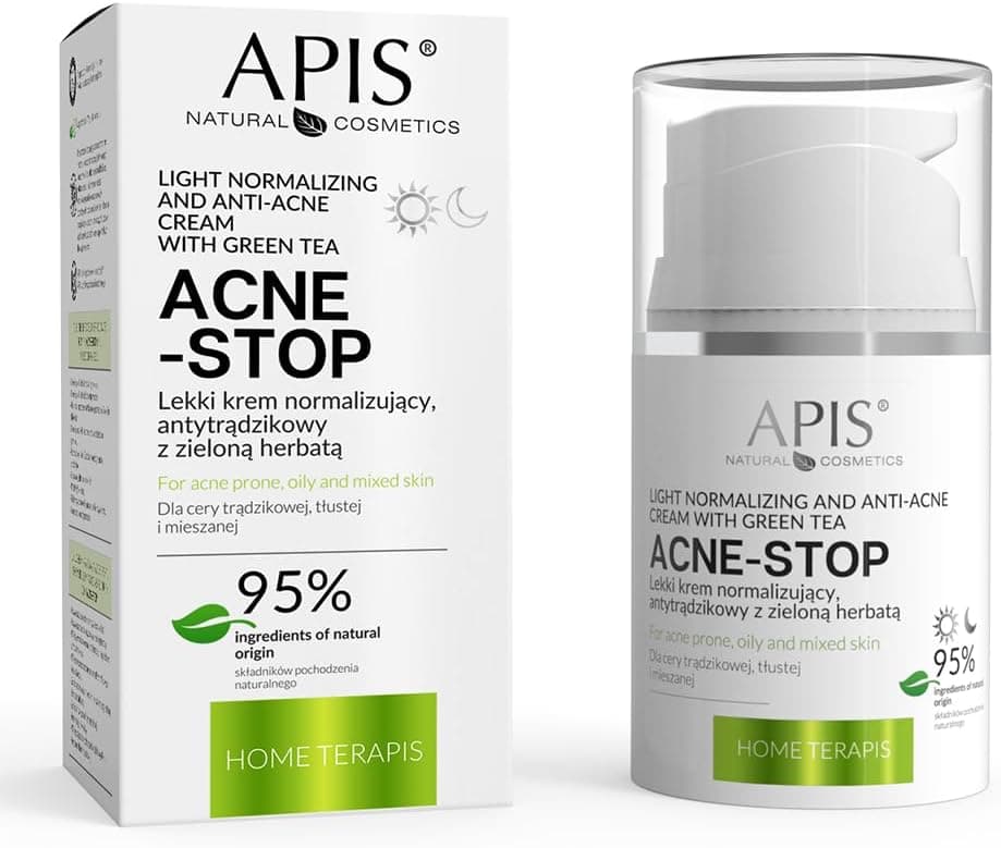 AntiAcne Cream Face Mask Antibacterial Treatment Moisturiser with Green Tea 50ml