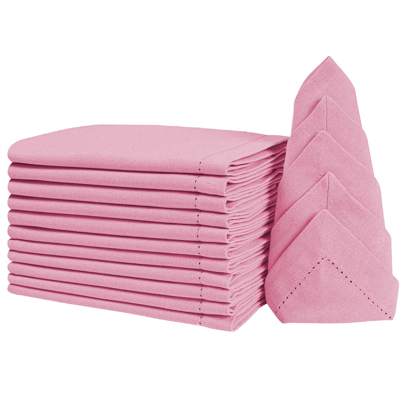 Cloth Napkins Set of 12 Hemstitch Cloth Napkins Cotton Dinner Napkin Washable Cotton Napkin Cloth WashableGenerous Hemstich Napkin Tailored with Mitered Corners 18x18 InchBaby Pink