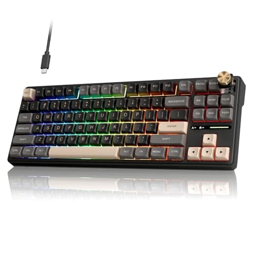 RK ROYAL KLUDGE R87 Pro Wired Mechanical Keyboard with Hot Swappable Knob 75% Creamy Gaming Keyboard 88 Keys TKL Gasket Mounted RGB Backlit with QMK/VIA, MDA Profile, Linear Creamy Switch, Black