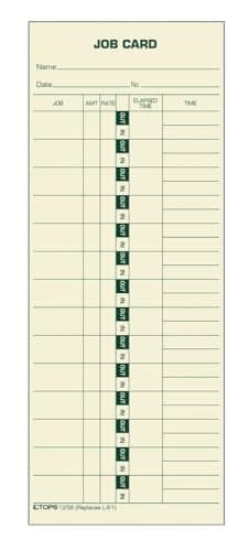 TOPS Job Cards (Replaces L-61, 15-800622), 1-Sided, 3-1/2" x 9", Manila, Green Print, 500-Count (1258)