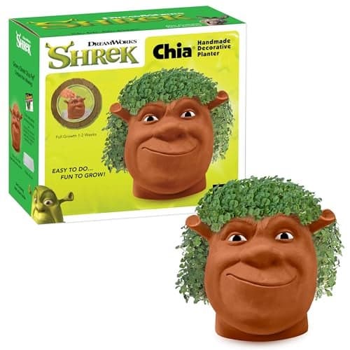 Chia Pet Shrek with Seed Pack, Decorative Pottery Planter, Easy to Do and Fun to Grow, Novelty Gift, Perfect for Any Occasion
