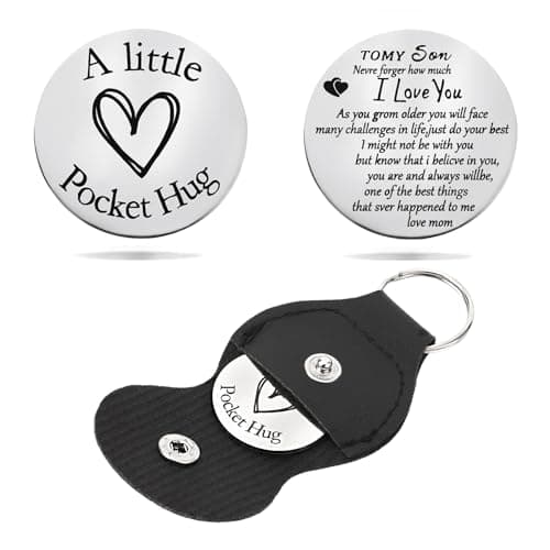 DeliaVo Pocket Hug Token Keychain for Men– Son Gifts for Him - Ideal for Birthdays, Christmas, Valentine's Day, and Graduation(To My Son)