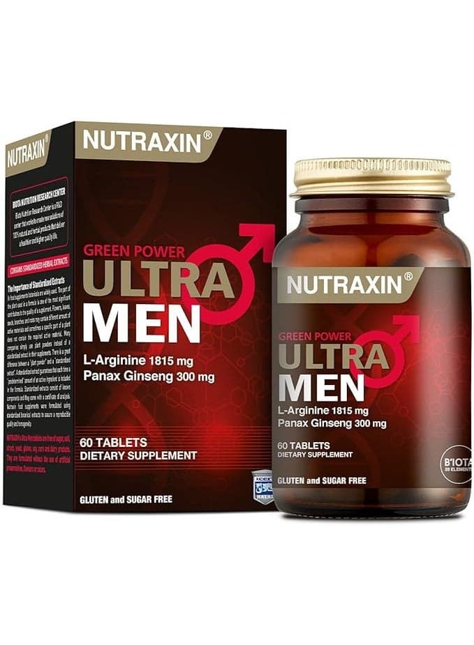 Nutraxin Ultra Men Panax Ginseng, L-Arginine, Ginseng Energy And Immunity Formula 60 Tablets